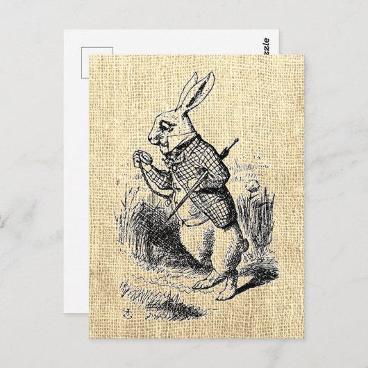 Alice's White Rabbit  Illustration Briefkaart (Voorkant / Achterkant)