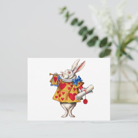 ALICE'S WHITE RABBIT IN WONDERLAND BRIEFKAART (Staand voorkant)