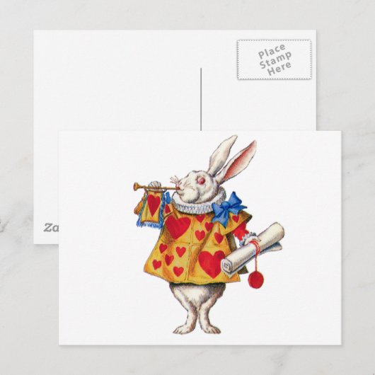 ALICE'S WHITE RABBIT IN WONDERLAND BRIEFKAART (Voorkant / Achterkant)