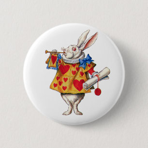 ALICE'S WHITE RABBIT IN WONDERLAND RONDE BUTTON 5,7 CM
