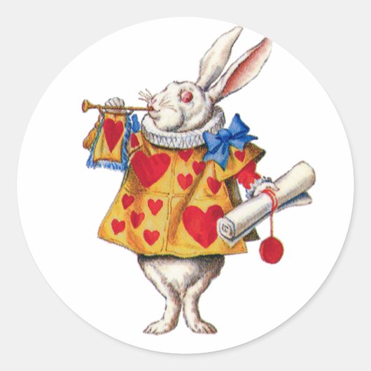 ALICE'S WHITE RABBIT IN WONDERLAND RONDE STICKER (Voorkant)