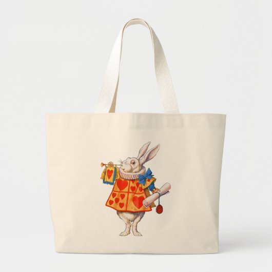 ALICE'S WITTE RABBIT GROTE TOTE BAG (Voorkant)