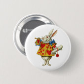 ALICE'S WITTE RABBIT RONDE BUTTON 5,7 CM (Voorkant /achterkant)