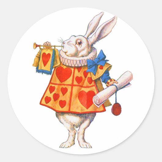 ALICE'S WITTE RABBIT RONDE STICKER (Voorkant)