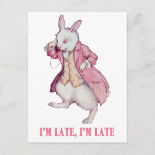 ALICE'S WITTE RABBIT ZEGT: "IK BEN LAAT, IK BEN LA BRIEFKAART