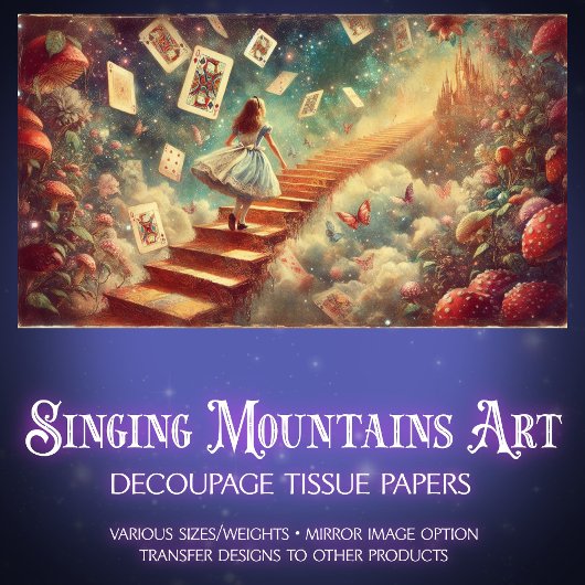 Alice's Wonderland Castle Climb Decoupage Tissuepapier