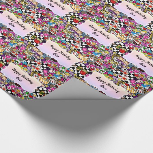 Alice's Wonderland Gekke Hoedenmaker Theepartij UI Cadeaupapier (Hoek)