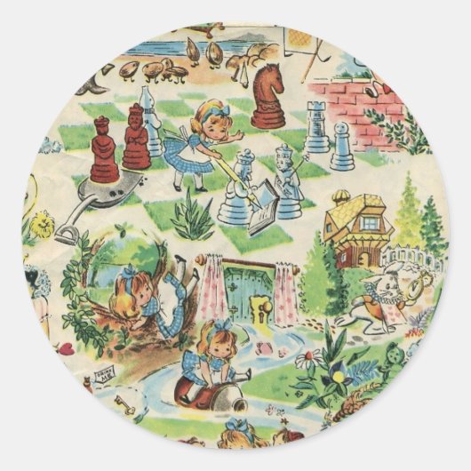 Alice's  Wonderland Ronde Sticker (Voorkant)