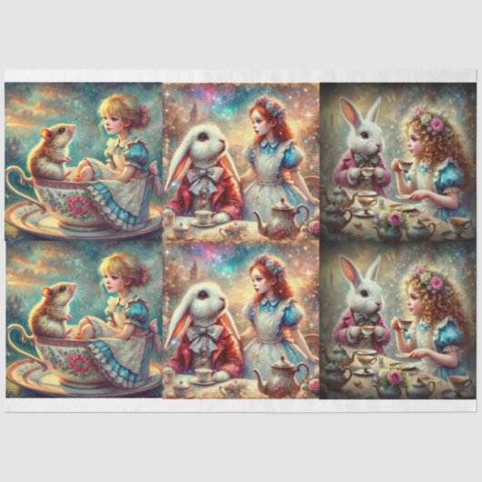 Alice's Wonderland Teatime Adventures Decoupage Tissuepapier (Voorkant)