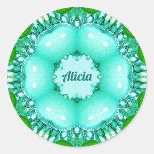 ALICIA ~ Helder Abstract Fractal Pattern ~ Ronde Sticker