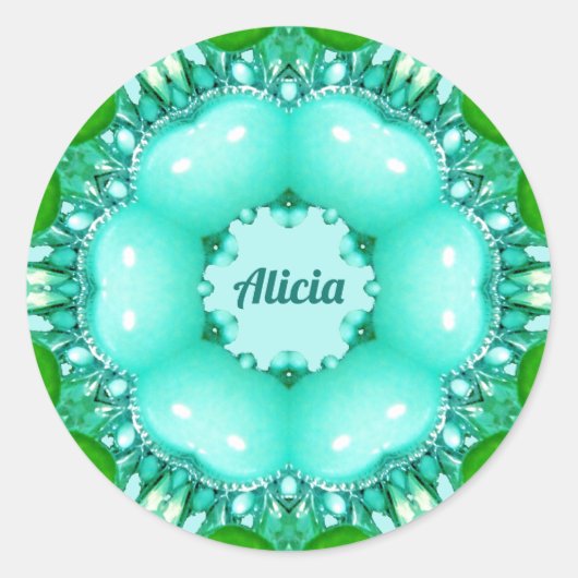 ALICIA ~ Helder Abstract Fractal Pattern ~ Ronde Sticker (Voorkant)
