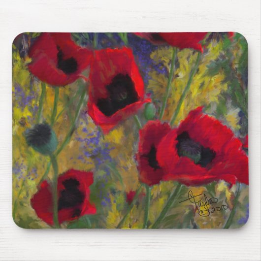 Alicias Poppies Mousepad Muismat (Voorkant)