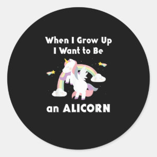 Alicorn toen ik opgroeide, Unicorn Rainbow Pastel Ronde Sticker
