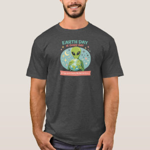 Alien Aardedag – Retro Mid Century Ruimte T-shirt
