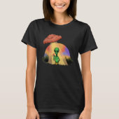 Alien Abducted UFO Mushroom Psychedelic Trippy Out T-shirt (Voorkant)