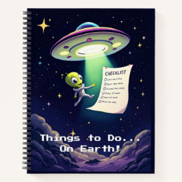 Alien Abductie Checklist | Whimsical Retro Sci-Fi Notitieboek