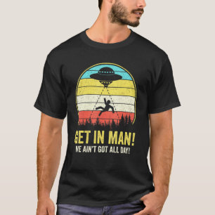 Alien Abductie in Man  Retro Ufo T-shirt