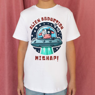 Alien Abductie Missert Cartoon Grappige Koe T-shirt