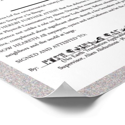 Alien Abductiecertificaat Poster (Hoek)