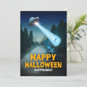 Alien Abduction and Happy Halloween Earthlings Kaart (Staand voorkant)