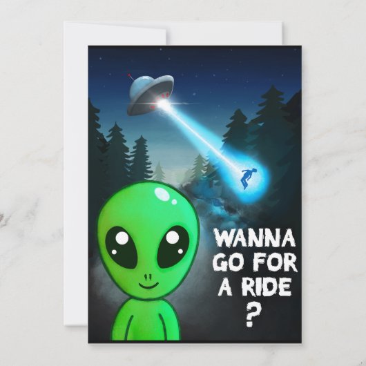 Alien Abduction and Happy Halloween Earthlings Kaart (Achterkant)