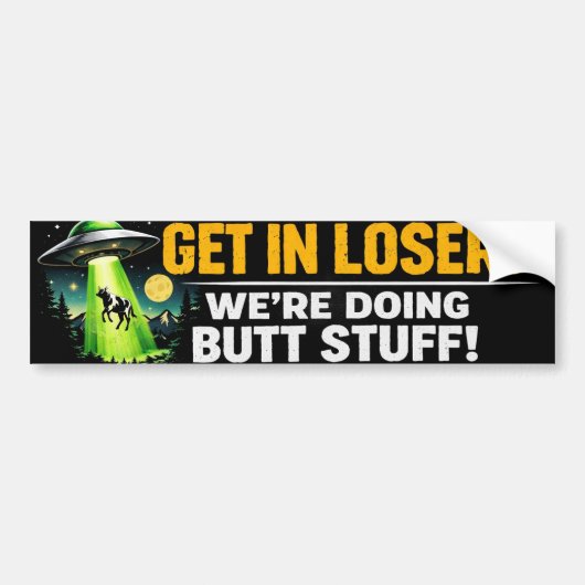 “Alien Abduction Bumpersticker – Grappige UFO Koe  (Voorkant)