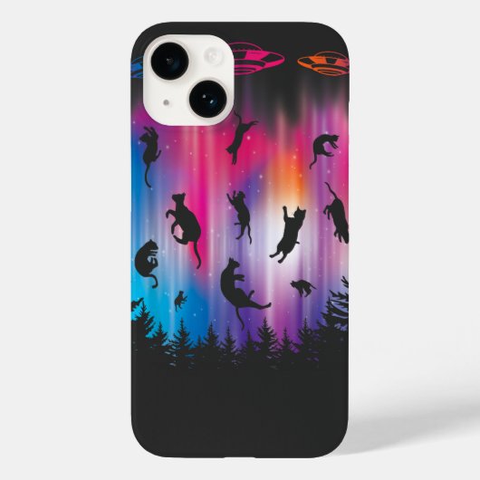 Alien Abduction Cat Flying Saucer Funny UFO Case-Mate iPhone Case (Achterkant)