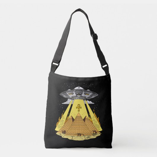 Alien Abduction Egyptian Pyramids Ancient UFO Crossbody Tas (Voorkant)
