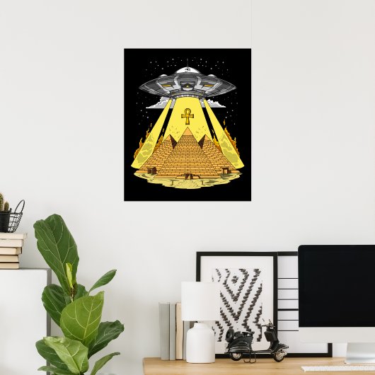 Alien Abduction Egyptian Pyramids Ancient UFO Poster (Thuiskantoor)