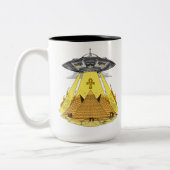 Alien Abduction Egyptian Pyramids Ancient UFO Tweekleurige Koffiemok (Links)