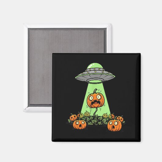 Alien Abduction Funny Pumpkin Halloween Light Ufo  Magneet (Voorkant / Achterkant)