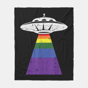 Alien Abduction Gay Pride LGBT-Q Gaylien UFO Fleece Deken