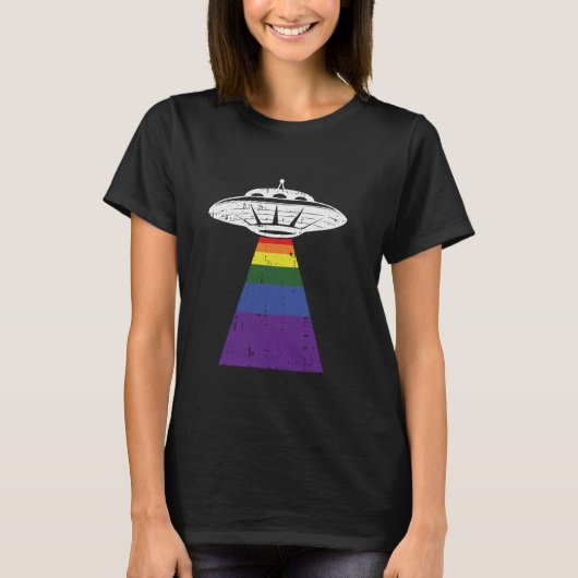 Alien Abduction Gay Pride LGBT-Q Gaylien UFO Trots T-shirt (Voorkant)