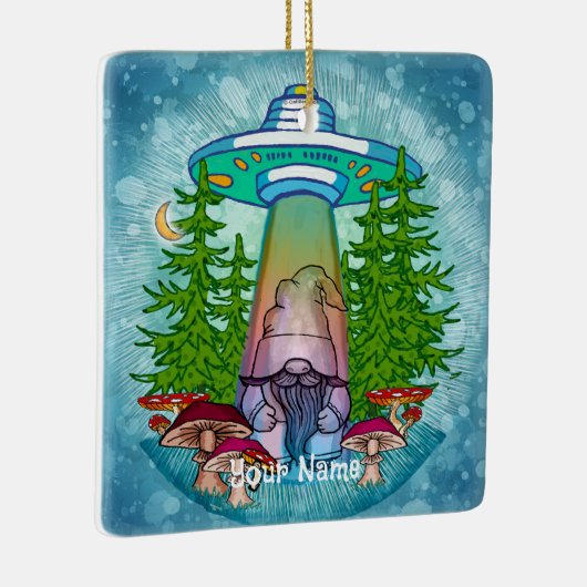 Alien abduction gnome keramisch ornament (Rechts)