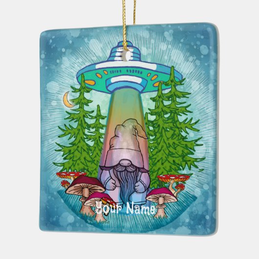 Alien abduction gnome keramisch ornament (Links)