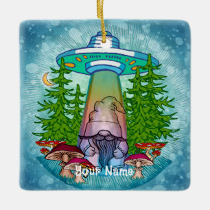 Alien abduction gnome keramisch ornament