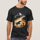 Alien Abduction Horse UFO Spaceship Extraterrestri T-shirt (Voorkant)