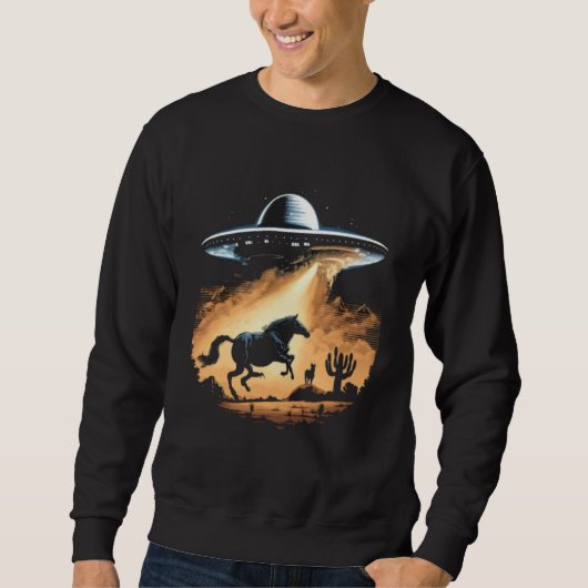 Alien Abduction Horse UFO Spaceship Extraterrestri Trui (Voorkant)