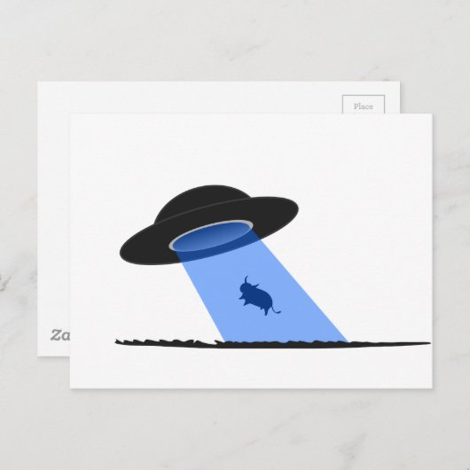 Alien Abduction of a Cow - UFO Briefkaart (Voorkant / Achterkant)
