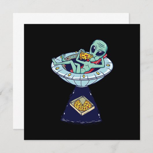 Alien Abduction Pizza UFO Flying Saucer Aliens Gif Kaart (Voorkant / Achterkant)