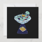 Alien Abduction Pizza UFO Flying Saucer Aliens Gif Kaart (Voorkant)