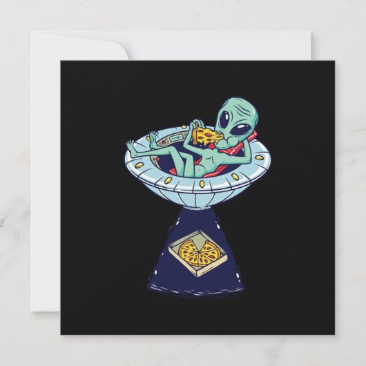 Alien Abduction Pizza UFO Flying Saucer Aliens Gif Kaart (Voorkant)