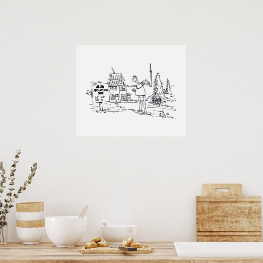 Alien Abduction Site waarde matte poster (Keuken)