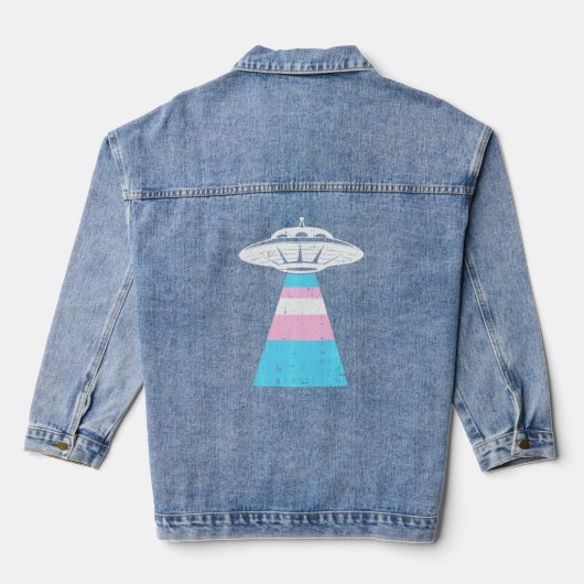 Alien Abduction Transgender Pride Lgbt Q Gaylien T Denim Jacket (Achterkant)