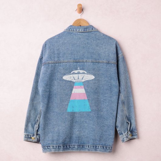 Alien Abduction Transgender Pride Lgbt Q Gaylien T Denim Jacket (Hangar)