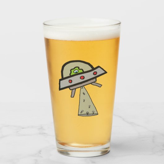 Alien Abduction UFO Flying Saucer Glas (Voorkant gevuld)