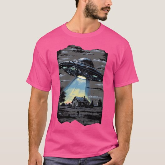 Alien Abduction Ufo Flying Saucer T-shirt (Voorkant)