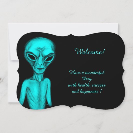 Alien , add Jouw tekst Invitation Kaart (Voorkant)