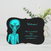 Alien , add Jouw tekst Invitation Kaart (Staand voorkant)