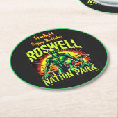 Alien Adventures Start Here in Roswell! Ronde Kartonnen Onderzetter (Gebogen)